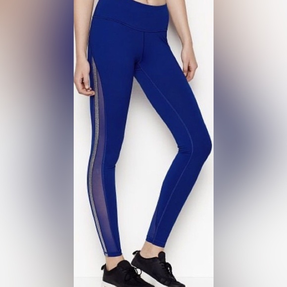 Victoria's Secret Pants - VICTORIA'S SECRET Knock out Blue and Silver Workout Tights